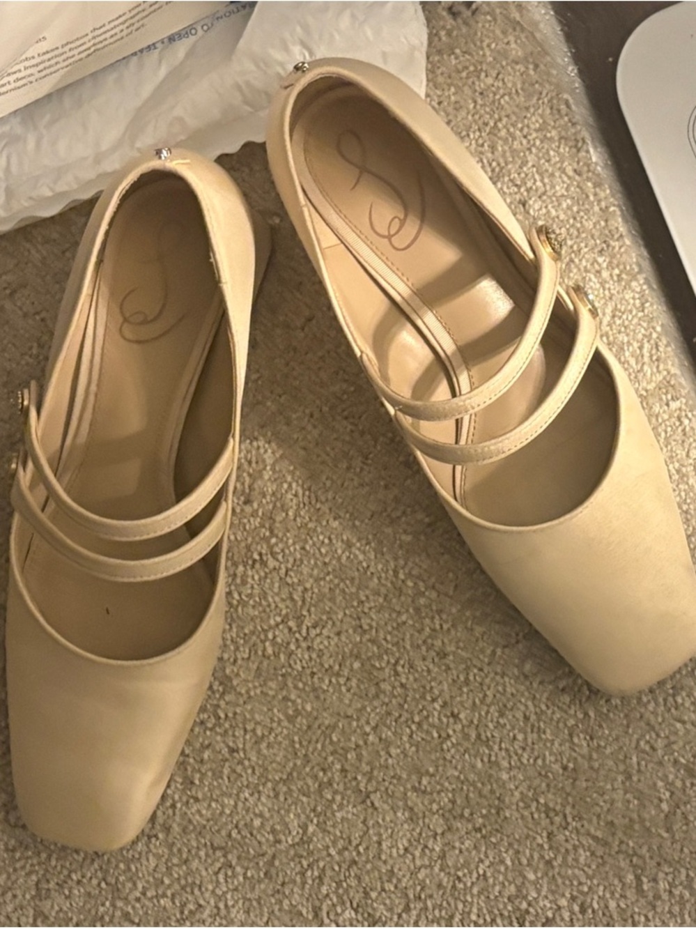 Sam Edelman Cream Double-Strap Mary Jane Flats